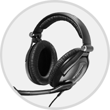 Sennheiser collapsible gaming headset for conference calls on a computer