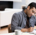 Distributed team member in his home office