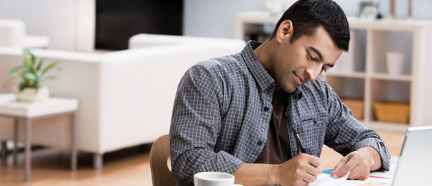 Distributed team member in his home office